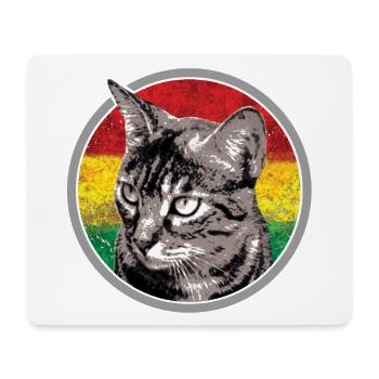 Cat face with reggae flag - Mouse Pad (horizontal) - white - Front