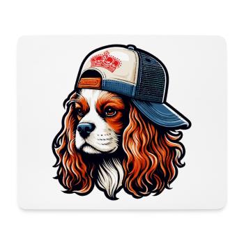 Cavalier King Charles Dog with a Cap - Mouse Pad (horizontal) - white - Front