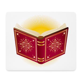 livre rouge ouvert rayonnant pour le Père Noël - Tapis de souris (format paysage) - blanc - Devant