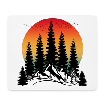 SUNSET MOUNTAIN AND TREES - Mouse Pad (horizontal) - white - Front