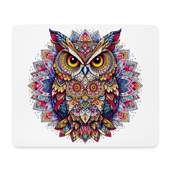 Eule mit Mandalas verziert - Mousepad (Querformat) - Weiß - Vorne