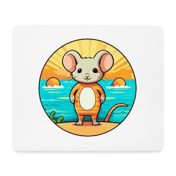 Mouse Watercolor Cartoon Kawaii Clipart Animal - Mouse Pad (horizontal) - white - Front