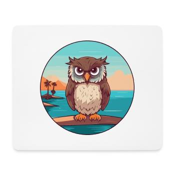 Owl Watercolor Cartoon Kawaii Clipart Animal - Mouse Pad (horizontal) - white - Front