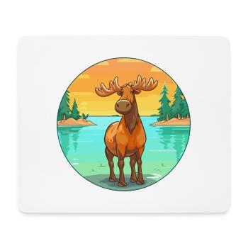 Elch Aquarell Cartoon Kawaii Clipart Tier - Mousepad (Querformat) - Weiß - Vorne
