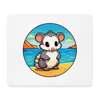 Opossum Aquarell Cartoon Kawaii Clipart Tier - Mousepad (Querformat) - Weiß - Vorne