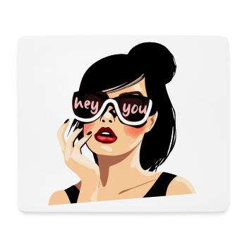 Sonnenbrille Stil"Hey Du" Illustration - Mousepad (Querformat) - Weiß - Vorne