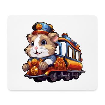 Hamster fährt Eisenbahn Goldhamster Zwerghamster - Mousepad (Querformat) - Weiß - Vorne