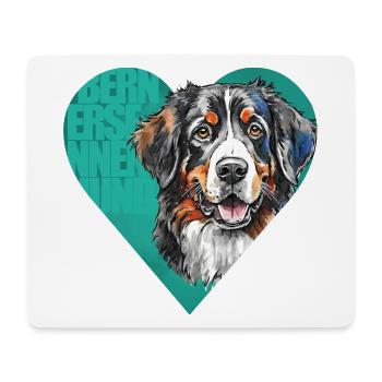 Berner Sennenhund Portrait - Mousepad (Querformat) - Weiß - Vorne