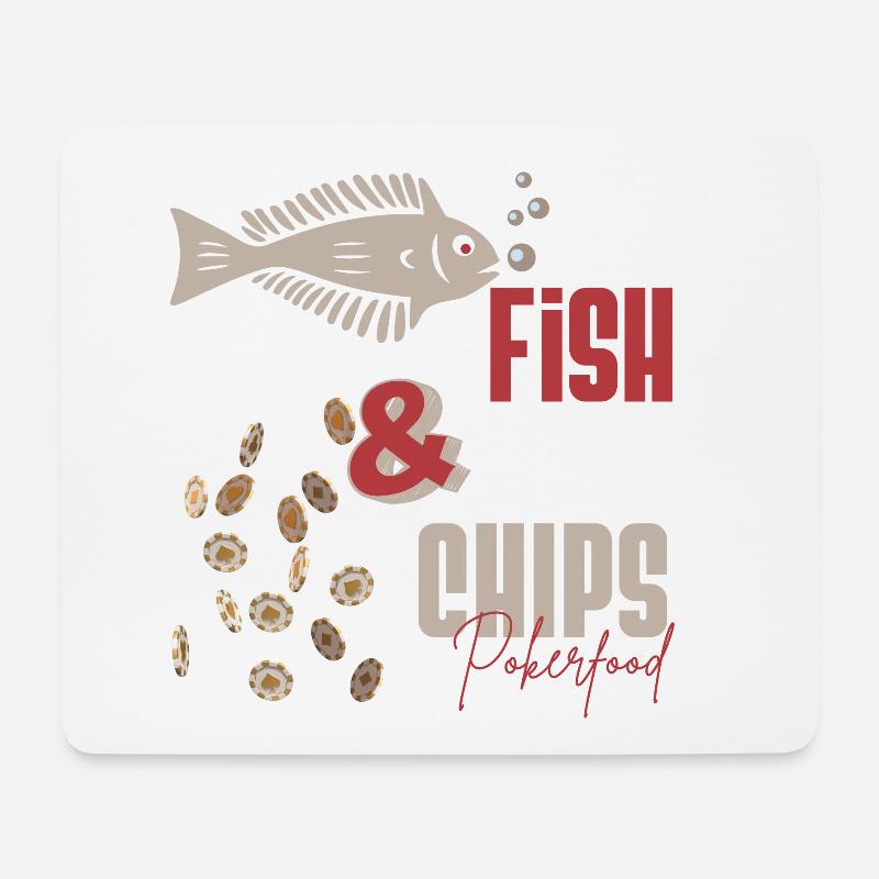 Poker - POKER FISH AND CHIPS Poker Essen - Poker spielen - Mousepad (Querformat) - Weiß