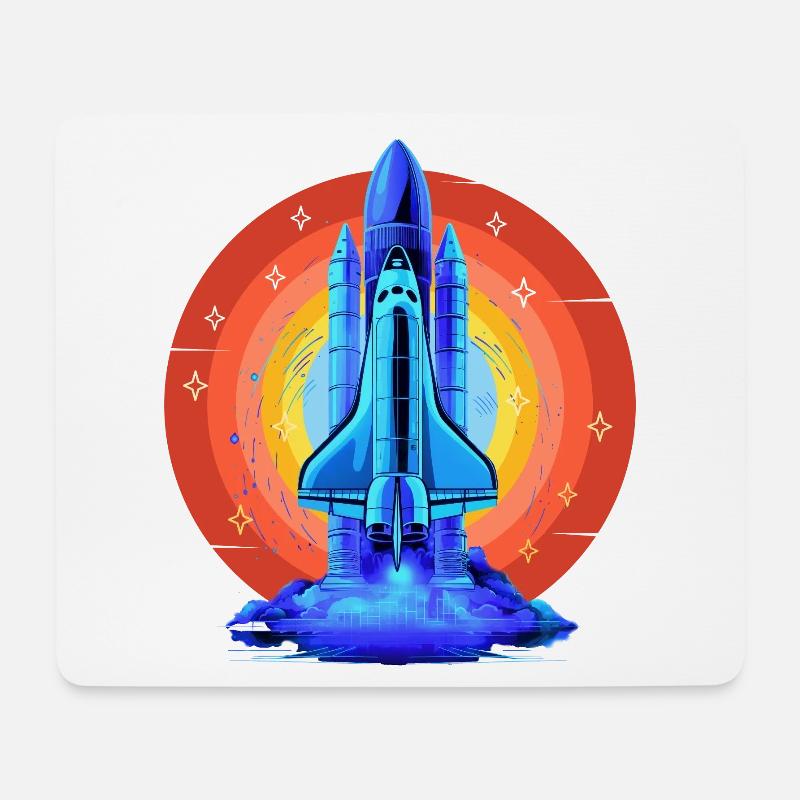 BLAUES SPACE SHUTTLE RETRO VINTAGE - Mousepad (Querformat) - Weiß