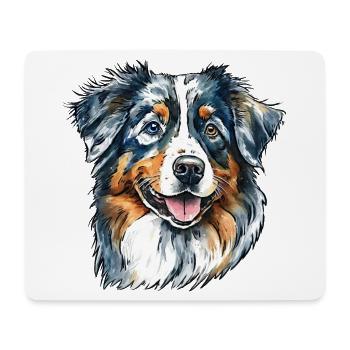 Australian Shepherd Portrait - Mousepad (Querformat) - Weiß - Vorne