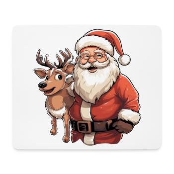 Le Père Noël avec des rennes - Tapis de souris (format paysage) - blanc - Devant