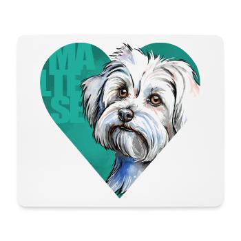 Portrait de bichon maltais - Tapis de souris (format paysage) - blanc - Devant