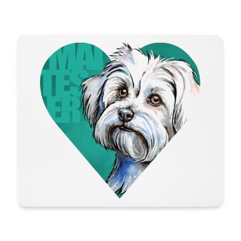 Malteser Portrait - Mousepad (Querformat) - Weiß - Vorne