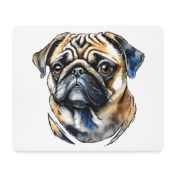 Mops Portrait - Mousepad (Querformat) - Weiß - Vorne