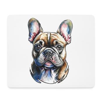 Französische Bulldogge Portrait - Mousepad (Querformat) - Weiß - Vorne