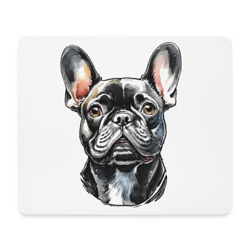 Französische Bulldogge Portrait - Mousepad (Querformat) - Weiß - Vorne