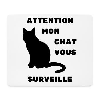 attention mon chat vous surveille humour - Tapis de souris (format paysage) - blanc - Devant