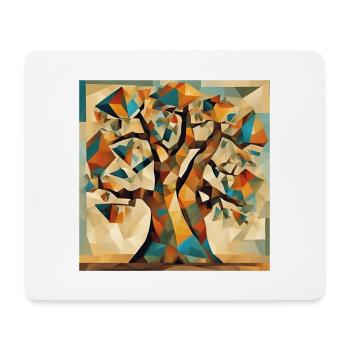 Herbstbaum in Geometrie - Mousepad (Querformat) - Weiß - Vorne
