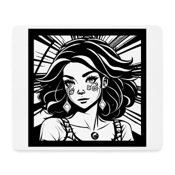 Hippie Princess Girl in Manga Comic Style - Mouse Pad (horizontal) - white - Front