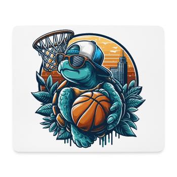 Cadeau de lunettes de soleil de tortue de basket-ball - Tapis de souris (format paysage) - blanc - Devant