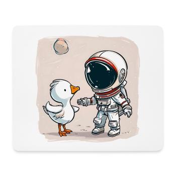 Mignon astronaute et oie dessin animé Design | Espace - Tapis de souris (format paysage) - blanc - Devant