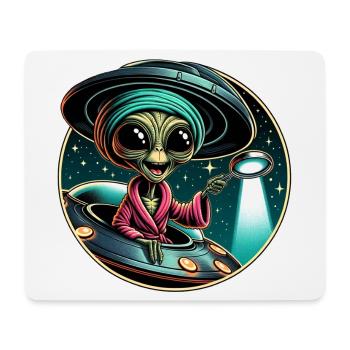 Außerirdischer Detektiv im UFO-Licht - Mousepad (Querformat) - Weiß - Vorne