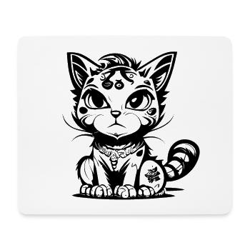 Cute Seated Manga Comic Cat - Mouse Pad (horizontal) - white - Front