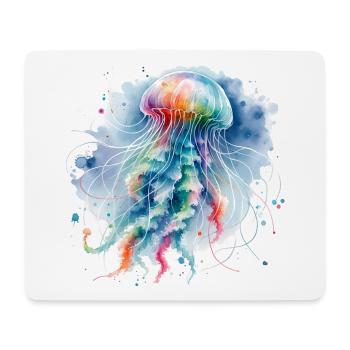 Méduse Aquarelle Coloré Tendance Animal - Tapis de souris (format paysage) - blanc - Devant