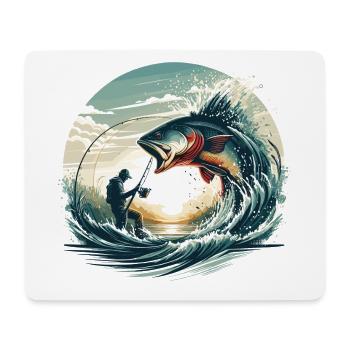 Pêche pêcheur dynamique cadeau - Tapis de souris (format paysage) - blanc - Devant