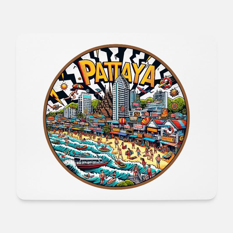 Pattaya Thailand Stadt Design - Mousepad (Querformat) - Weiß