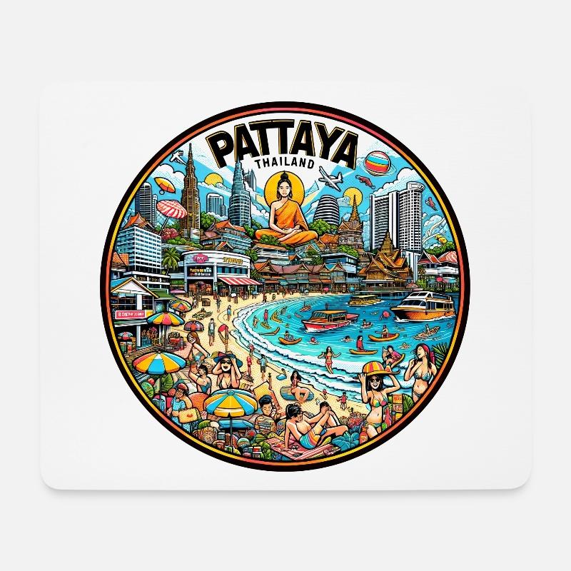 Pattaya Stadt Thailand Design - Mousepad (Querformat) - Weiß