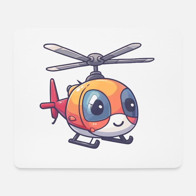 Lächelnder Hubschrauber - Mousepad (Querformat) - Weiß