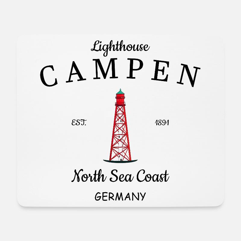 Lighthouse Camping Mer du Nord Allemagne - Tapis de souris (format paysage) - blanc
