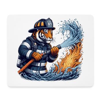 Feuerwehr Tiger Geschenk - Mousepad (Querformat) - Weiß - Vorne