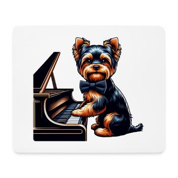Yorkshire Terrier Piano Klavier - Mousepad (Querformat) - Weiß - Vorne