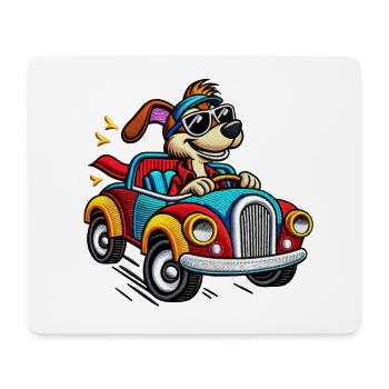 Speedy Pup in Colorful Car Tee - Mouse Pad (horizontal) - white - Front