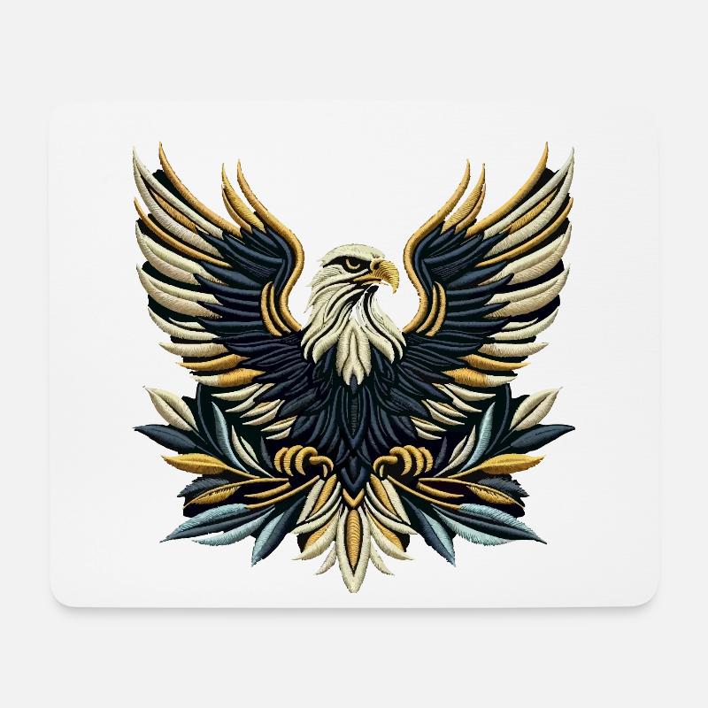 Königliche Adlerflügel Besticktes T-Shirt - Mousepad (Querformat) - Weiß