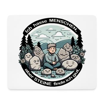 Ich hasse Menschen, aber Steine finde ich gut. - Mousepad (Querformat) - Weiß - Vorne