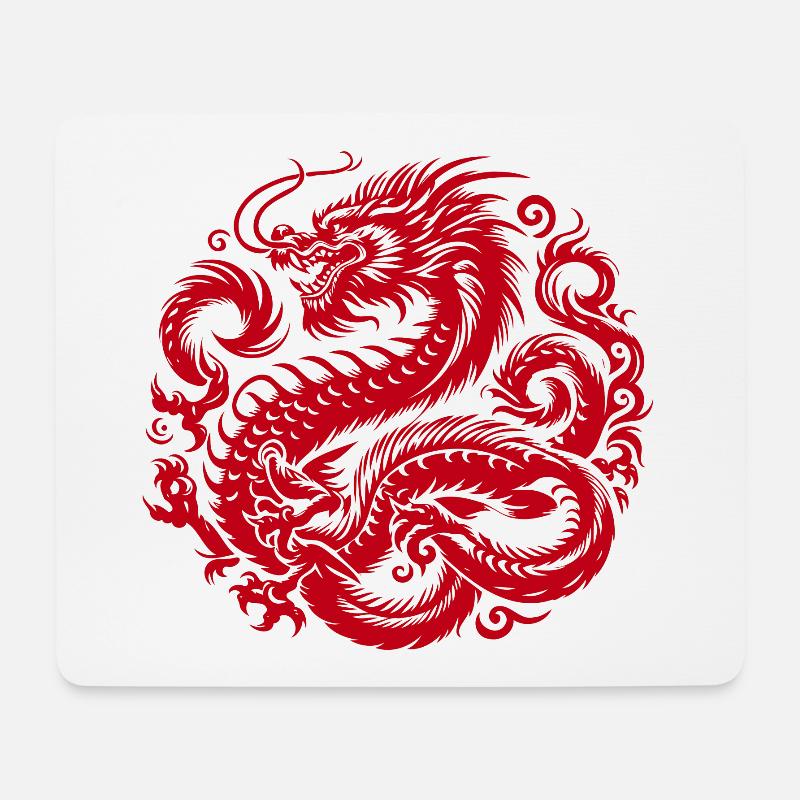 Chinesisches Drachen-Tattoo - Mousepad (Querformat) - Weiß