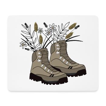 Chaussures de randonnée remplies de fleurs des prés - Tapis de souris (format paysage) - blanc - Devant