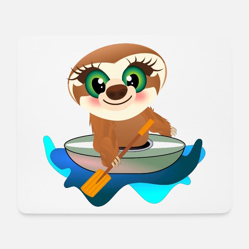 KINDER KAJAK KANU FAULTIER - Mousepad (Querformat) - Weiß