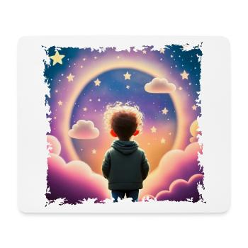 Junge schaut in die Ferne Sternenhintergrund - Mousepad (Querformat) - Weiß - Vorne
