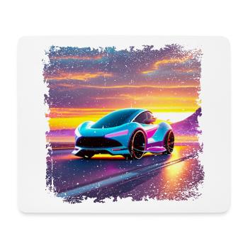 futuristisches Auto in Sonnenuntergangsfarben - Mousepad (Querformat) - Weiß - Vorne