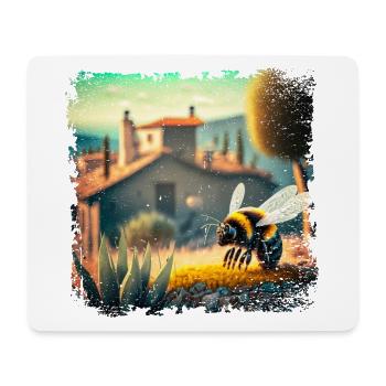 sonnige mediterrane Landschaft und eine Biene - Mousepad (Querformat) - Weiß - Vorne
