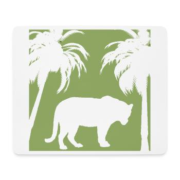 Green jungle and feline silhouette - Mouse Pad (horizontal) - white - Front