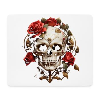 Rose Red Skull Wreath - Mouse Pad (horizontal) - white - Front