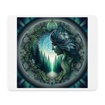 Waldfrau in einem Mandala-Kreis - Mousepad (Querformat) - Weiß - Vorne
