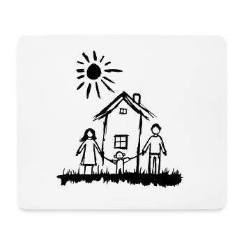 Sun Children Family House Sketch - Mouse Pad (horizontal) - white - Front