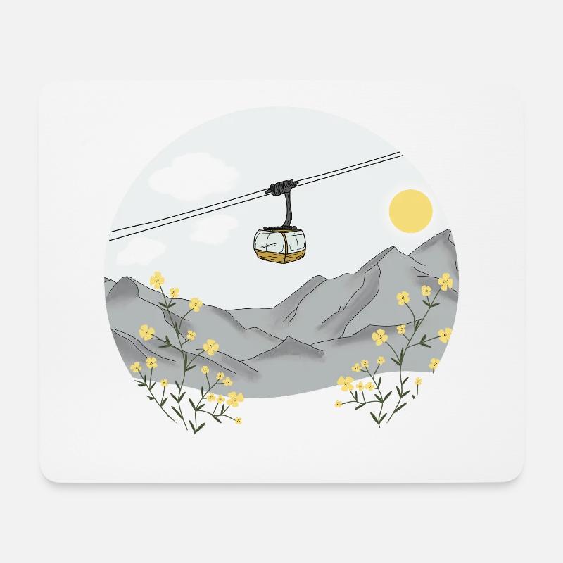 Gondelfahrt auf den Berg - Seilbahn - Mousepad (Querformat) - Weiß